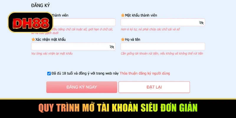 Quy trình mở tài khoản siêu đơn giản